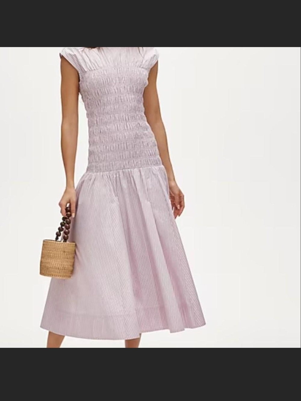 J. Crew Lilac Smocked Midi Dress with Striped Skirt